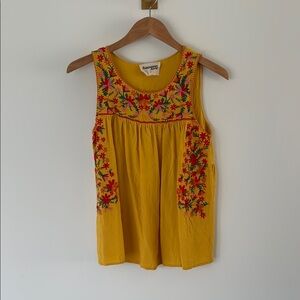 Savanna Jane Yellow Embellished Sleeveless Tank Top